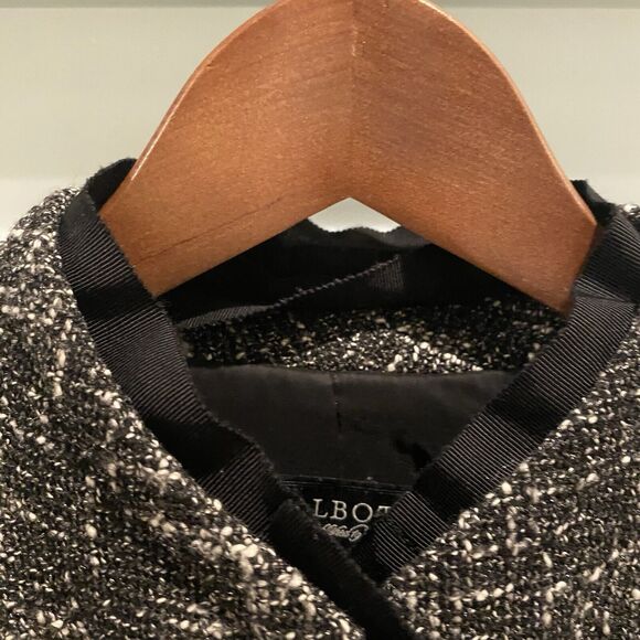 Talbots Tweed Blazer Women’s 8 Black Classic Preppy Suit Jacket Grosgrain Trim - Picture 7 of 14